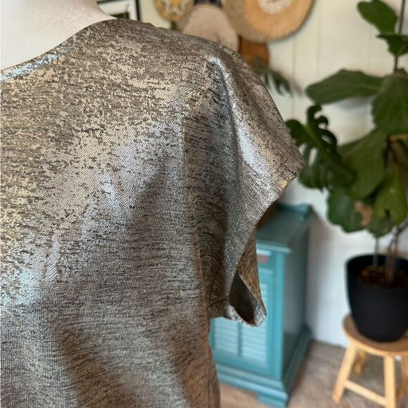 Dantelle Shimmering Silver Short Sleeve Top - Picture 4 of 9